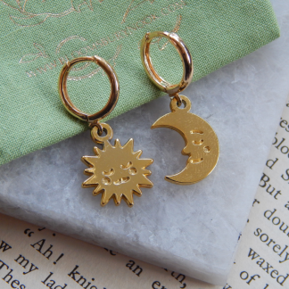 Cute Sun and Moon Hoop Earrings