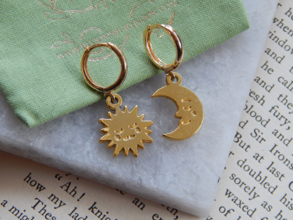 Cute Sun and Moon Hoop Earrings