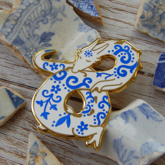 Porcelain Dragon Blue and White Enamel Pin UK